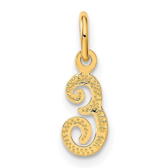 14K Yellow Gold Script Letter E Initial Charm - Picture 3 of 4